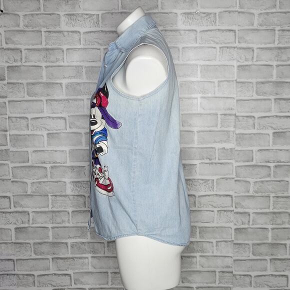 Vintage 90s Hip Hop Mickey Unlimited Jerry Leigh Sleeveless Button Up Top, sz S - Picture 4 of 8